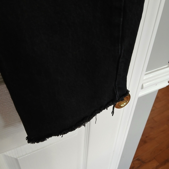 Zara high rise black distressed ripped jeans  Raw Hem Size 0 Grunge Skater Rock - Picture 6 of 9